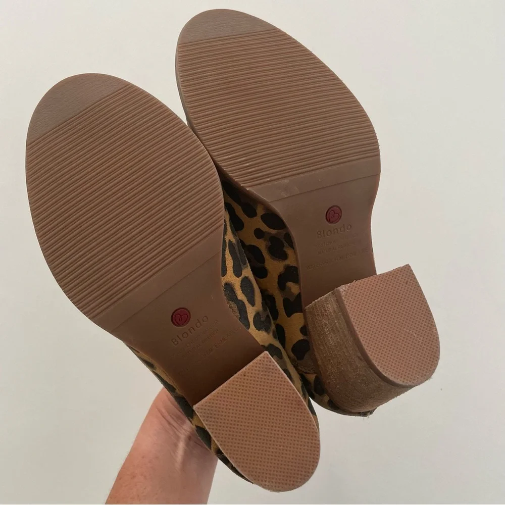 Blondo De Na Leopard Print Waterproof Leather Ankle Booties Heel Women’s 6.5 - Picture 6 of 9